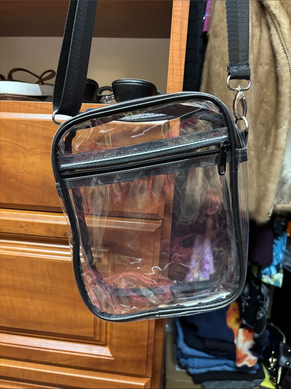 NWOT Clear Black-Trim Crossbody Bag - Transparent Stadium Purse